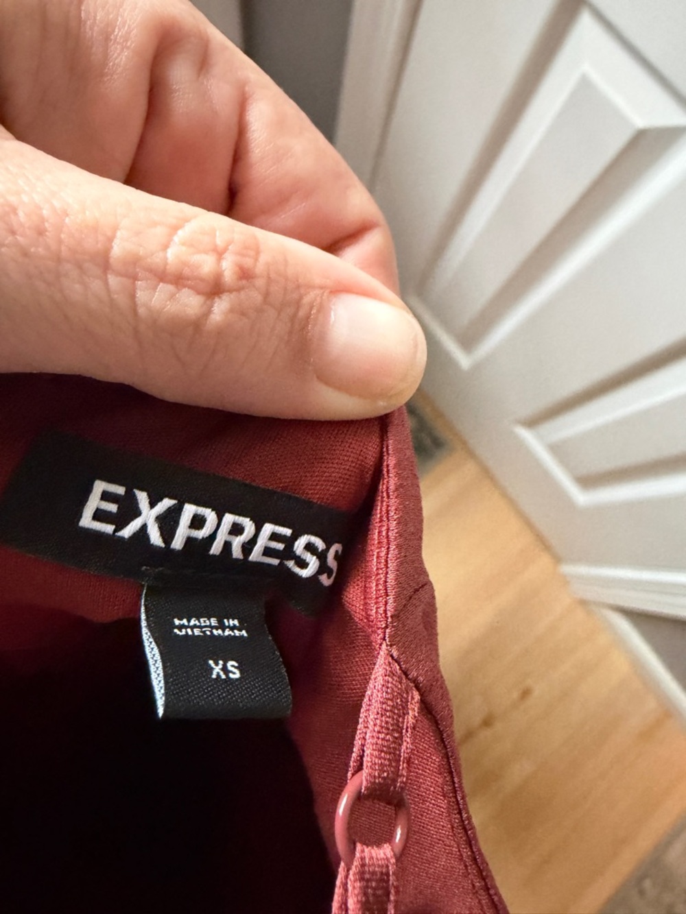 Express Rust Red Wrap-Style Mini Dress - Picture 3 of 3